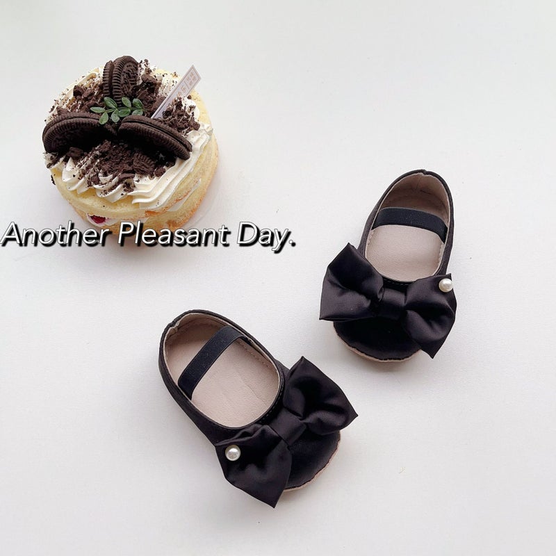 Toddler Girls Summer Princess Shoes with Magic Tape and Butterfly Bow Black