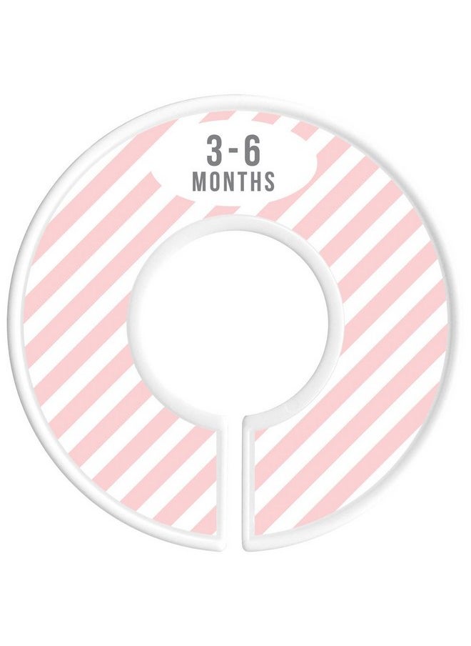 Delicush - Baby Closet Size Dividers, Girl, Pink, Set of 6 Organizers, Stripe, Chevron - Image 1