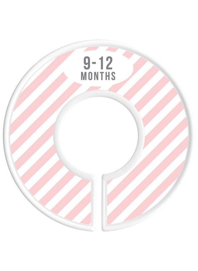 Delicush - Baby Closet Size Dividers, Girl, Pink, Set of 6 Organizers, Stripe, Chevron - Image 1