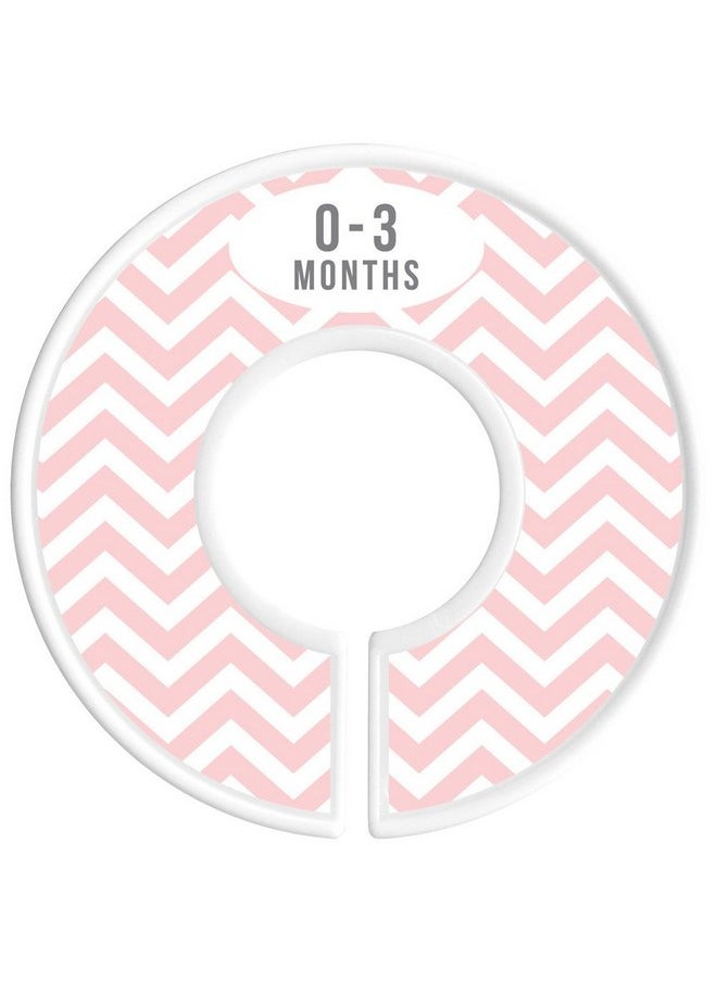 Delicush - Baby Closet Size Dividers, Girl, Pink, Set of 6 Organizers, Stripe, Chevron - Image 1
