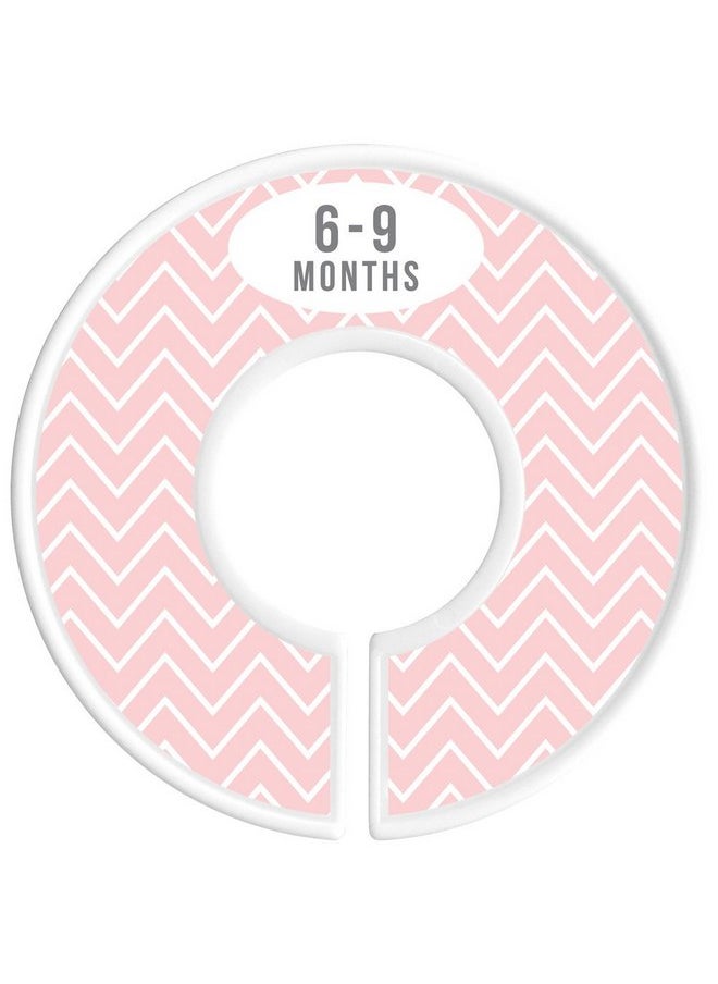 Delicush - Baby Closet Size Dividers, Girl, Pink, Set of 6 Organizers, Stripe, Chevron - Image 1