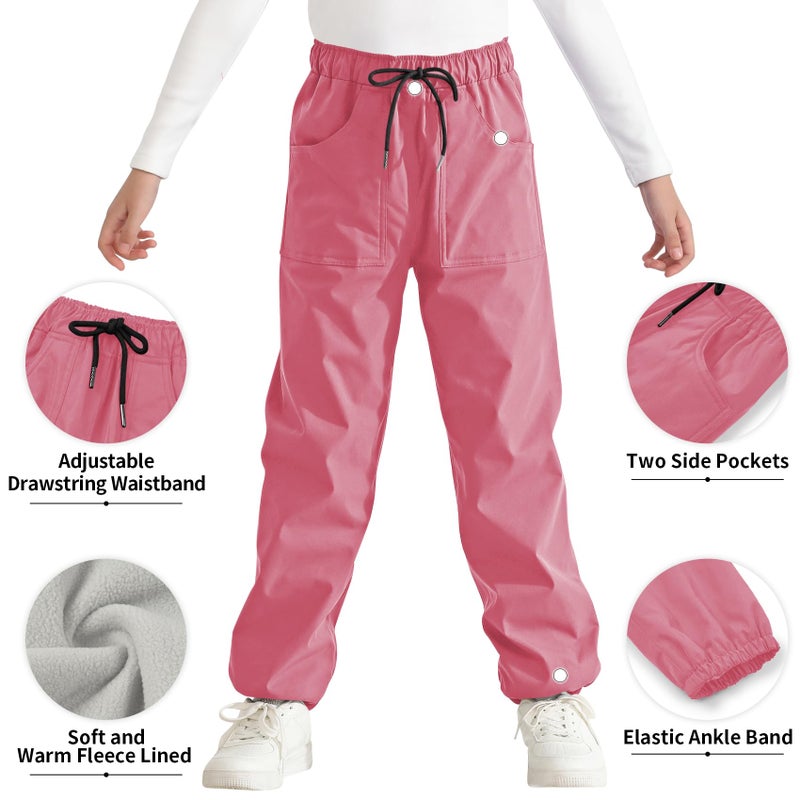 Dreammonkey Kids Snow Pants - Waterproof, Fleece Lined, Windproof & Thermal Insulated Ski/Snow Play Pants for 2T-14Y (Pink 14Y) - Image 3