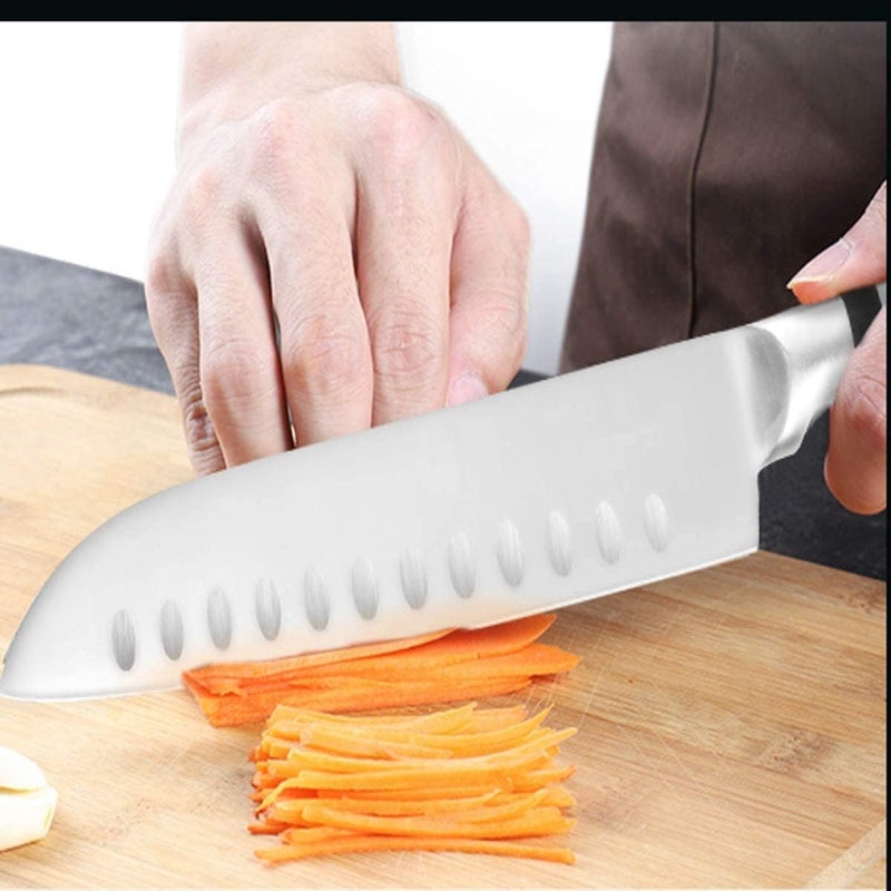 Capmora Premium Stainless Steel Kitchen Knife Set Chefs Knife Butcher Knife Sharp NonStick Soft Handles Cutting Meat Heavy Duty Blade Butcher Meat Stainless Steel Knife Black HandleBA - Image 3