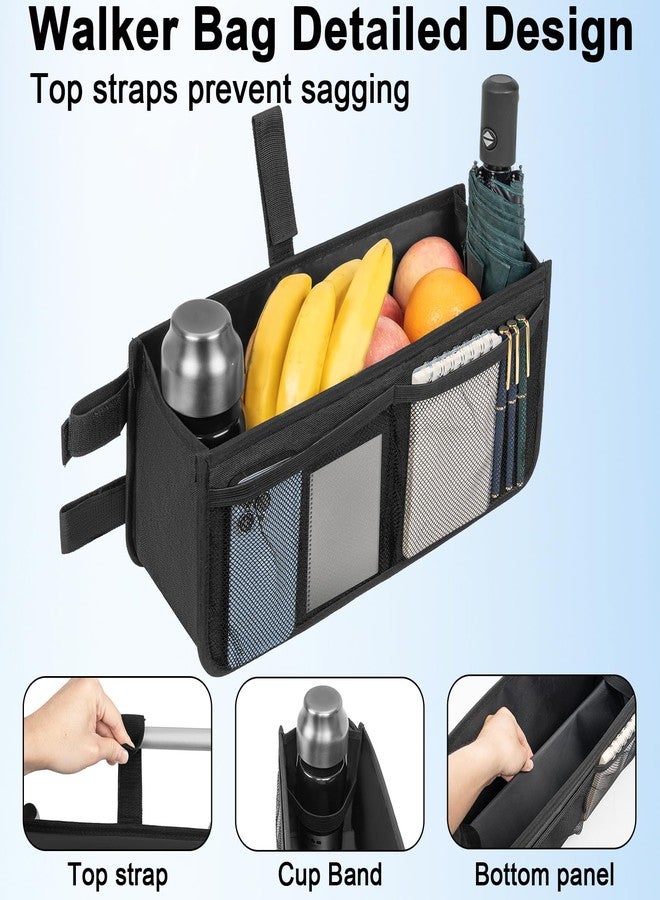 FREEAMG Walker Basket for Folding Walker, Large Capacity Foldable Walker Bag With Cup Holder, Never Tipping Over, Detachable Walker Accessories Basket for Seniors -Black (Not Fit Rollator Walkers) - Image 5