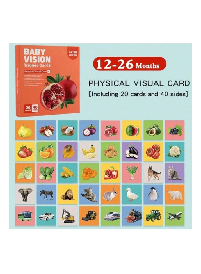 بطاقات فلاش استشعار الطفل، 40 قطعة، بطاقات استشعار الطفل باللونين الأسود والأبيض، قام فيصل وبريان بتطويرها للأطفال من عمر 12 إلى 36 شهرًا (20 قطعة) - Image 1