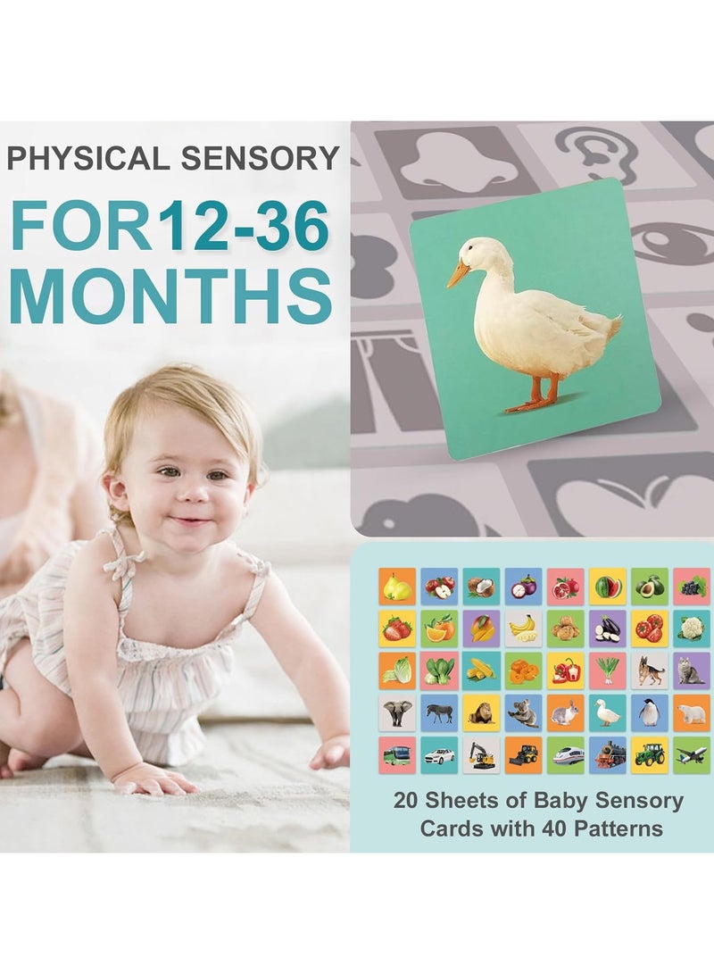 بطاقات فلاش استشعار الطفل، 40 قطعة، بطاقات استشعار الطفل باللونين الأسود والأبيض، قام فيصل وبريان بتطويرها للأطفال من عمر 12 إلى 36 شهرًا (20 قطعة) - Image 4