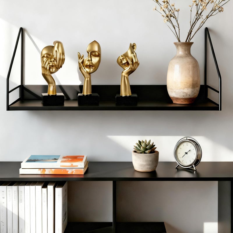 prosfalt 3 Pcs Thinker Statue,Modern Home Resin Sculptures,Collectible Figurines for Home Office Bookshelf Desktop Decor(Golden) - Image 2
