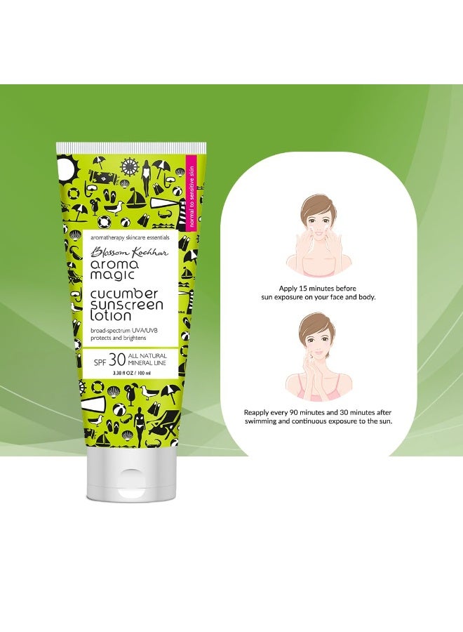 Aroma Magic Cucumber Sunscreen Lotion With Broad Spectrum Protection UVA/UVB |SPF 30 |For Normal To Sensitive Skin | 50ml - Image 5