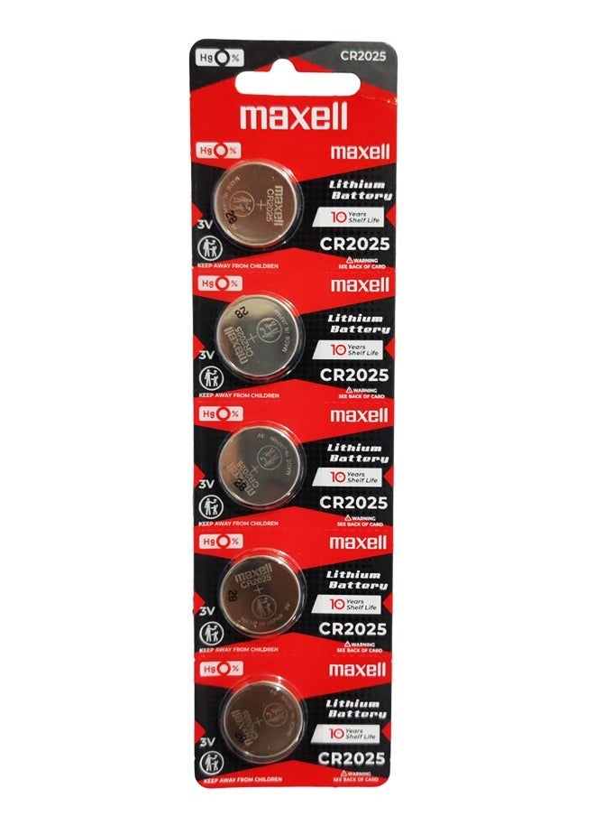 Maxell 5 Pcs CR2025 3V Lithium Battery - Image 1