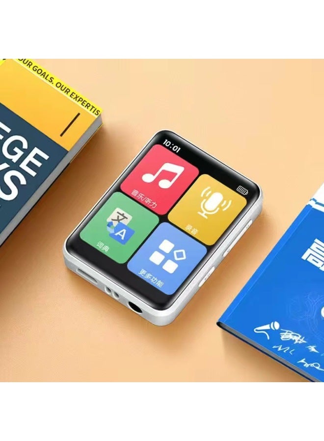 Pocket Mp3 Walkman Bluetooth Mp3 Music Player Listening To Songs Special Fiction Artifact-Body Color:1.77 Inch D2 Touch Version/Bluetooth/White/lanyard-Memory Capacity:With 128GB TF Card  - Image 1