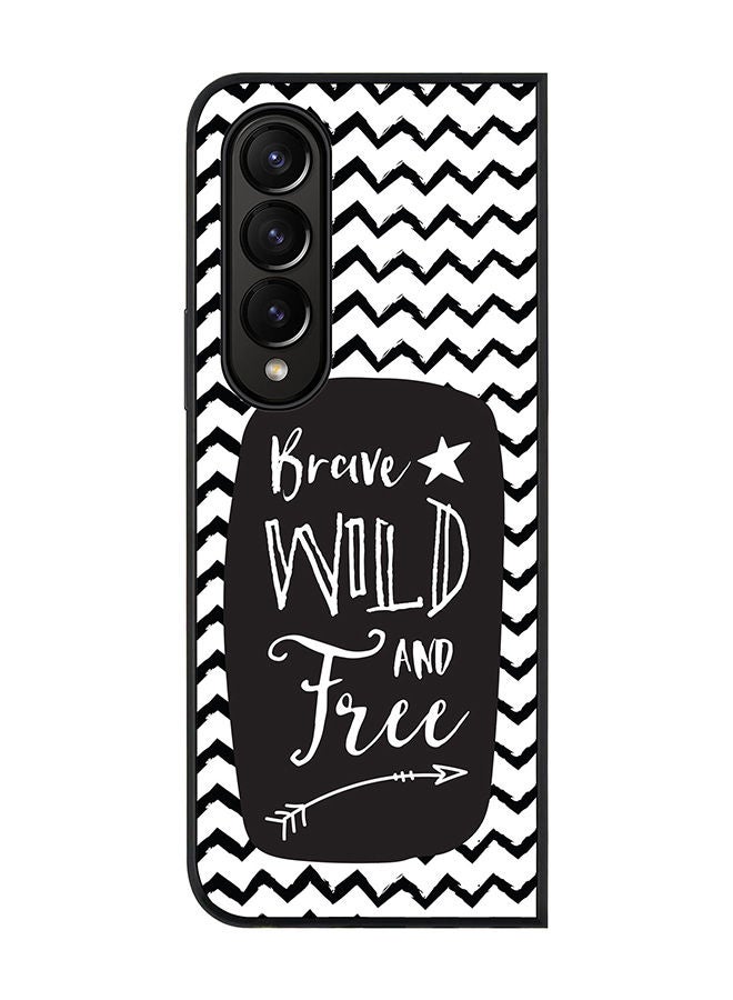 Stylizedd Rugged Black edge case for Samsung Galaxy Z Fold4 Slim fit Soft Case Flexible Rubber Edges Anti Drop TPU Gel Thin Cover - Brave Wild And Free - Image 1