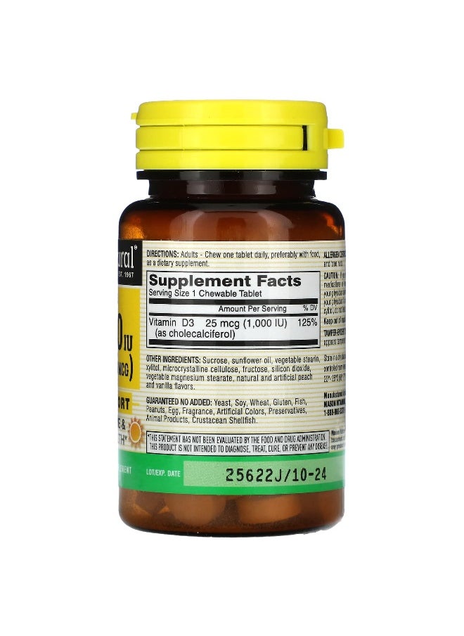 Mason Natural Mason Natural, Vitamin D3, Peach & Vanilla, 25 mcg (1,000 IU), 50 Chewables  - Image 2