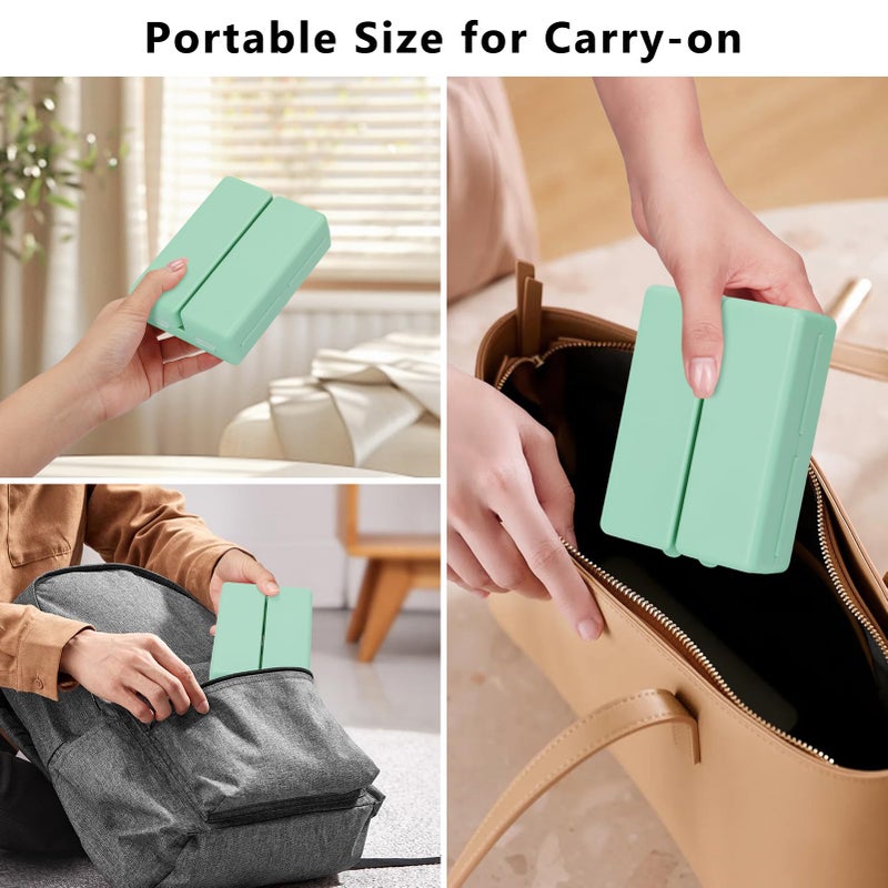 FYY 2 Pcs Daily Pill Organizer, 7 Compartments Portable Pill Case Travel Pill Organizer,[Folding Design] Pill Box for Purse Pocket to Hold Vitamins,Cod Liver Oil,Supplements and Medication-Green - Image 3