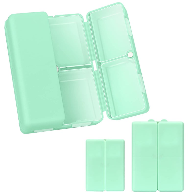 FYY 2 Pcs Daily Pill Organizer, 7 Compartments Portable Pill Case Travel Pill Organizer,[Folding Design] Pill Box for Purse Pocket to Hold Vitamins,Cod Liver Oil,Supplements and Medication-Green - Image 1