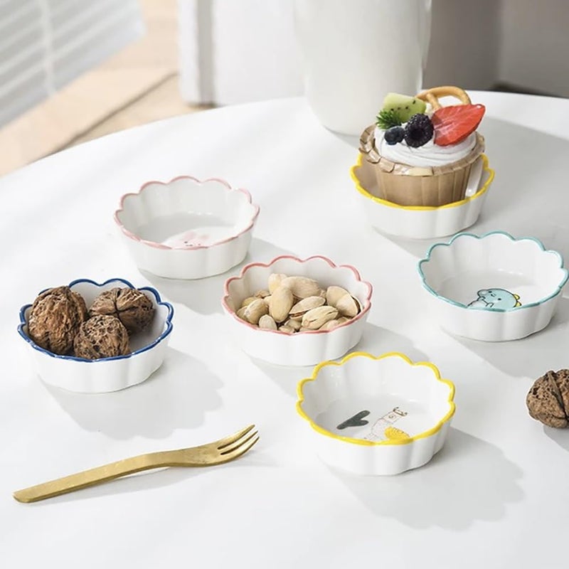 pepplo Soy Sauce Dish Ceramic Dipping Bowls Dipping Sauce BowlsDishes Small Dipping Sauce Cups Fish Set of 6 - Image 3