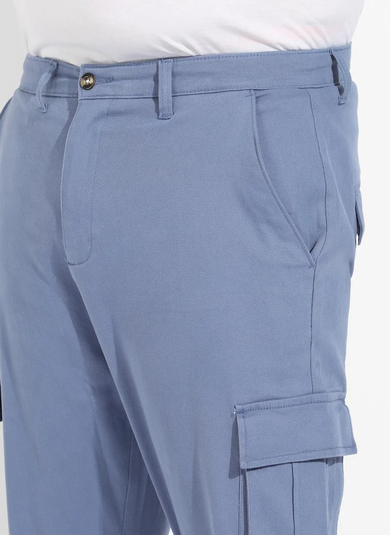 Instafab Plus  Instafab Plus Men's Blue Cargo Trousers for Men | Best Price UAE