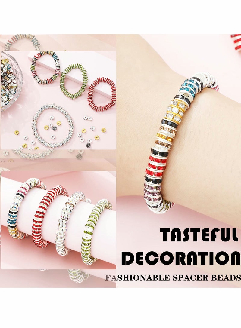 Excefore 450Pcs 8mm Round Spacer Beads, Crystal Beads, Rhinestone Beads, Charms for Jewelry Making Necklaces, Bracelet Pendants (9 Colors-8mm) - Image 3