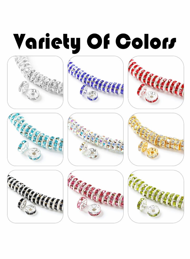 Excefore 450Pcs 8mm Round Spacer Beads, Crystal Beads, Rhinestone Beads, Charms for Jewelry Making Necklaces, Bracelet Pendants (9 Colors-8mm) - Image 4