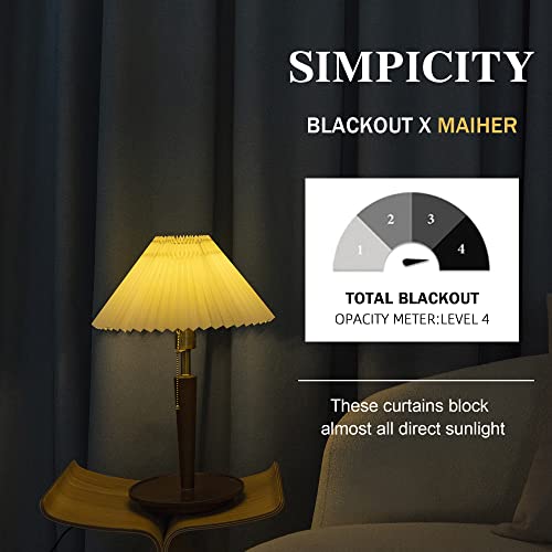 MAIHER Greyish Beige Full Blackout Linen Textured Pinch Pleat Curtain 96 Inches Long with Hooks Tieback, Thermal Insulated Pleated Drape for Bedroom, 1 Panel，W54 x L96 - Image 3