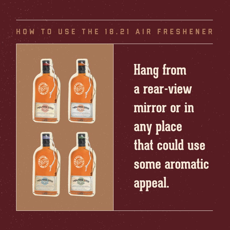 18.21 Man Made Premium Hanging Air Freshener Luxurious Original Sweet Tobacco Scent, Long Lasting Fragrance for Car, Gym Bag, Travel Luggage or Closet, 1 Count (Pack of 1) - Image 3