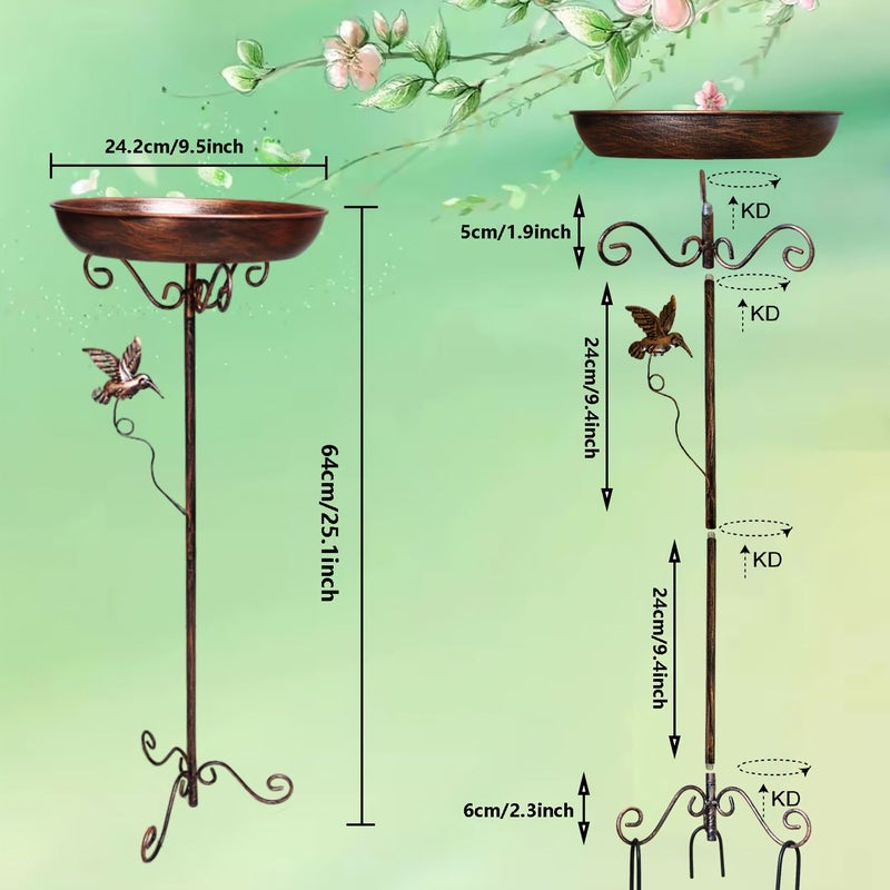 Polychrome Cast Iron Bird Bath and Feeder Combo Rustic Outdoor Garden Decor - Image 2