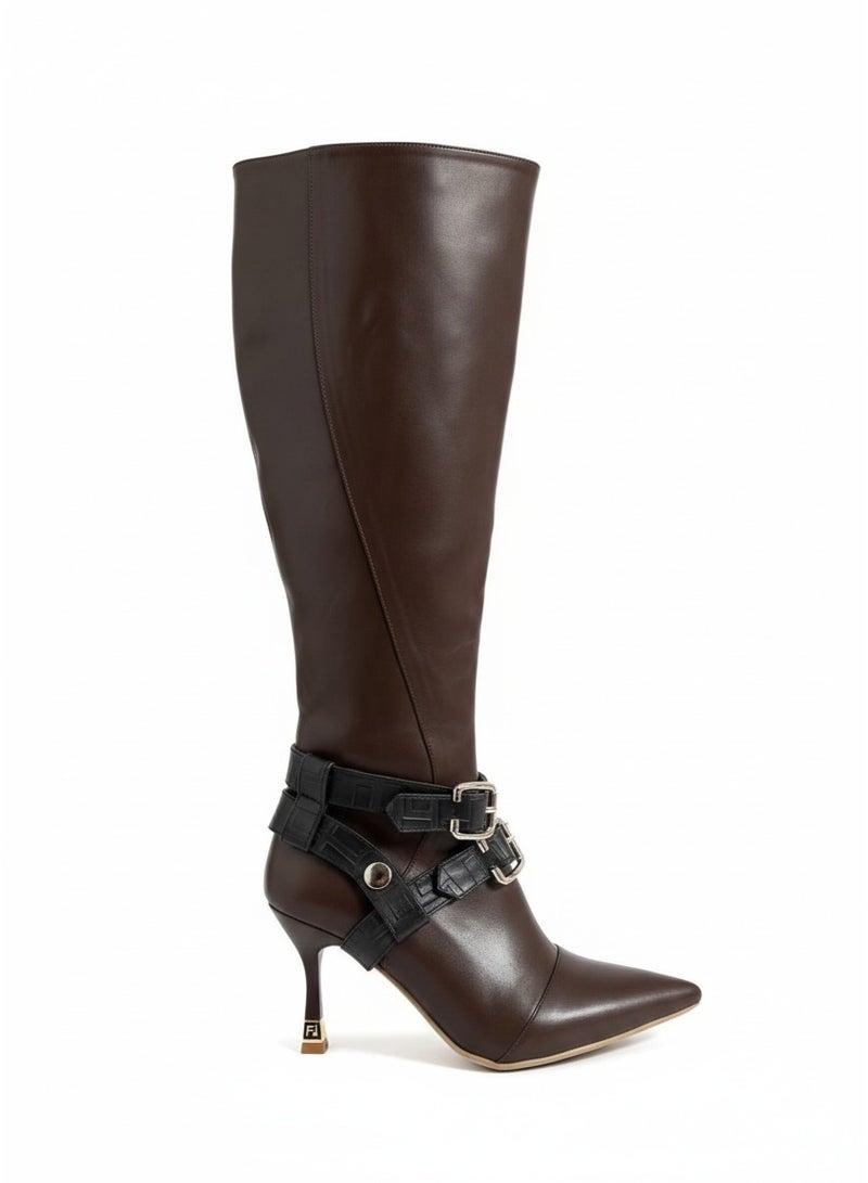 FENDI ROMA Elegant Knee-High Boots with Decorative Ankle Straps R-60 - Image 3