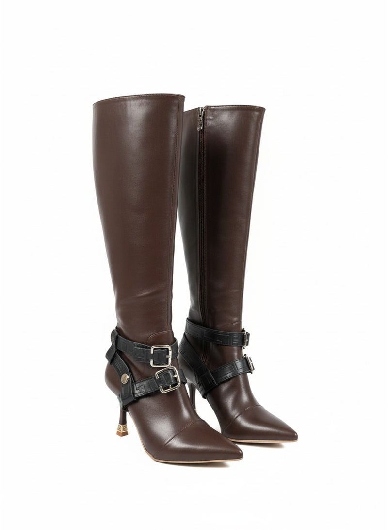 FENDI ROMA Elegant Knee-High Boots with Decorative Ankle Straps R-60 - Image 4