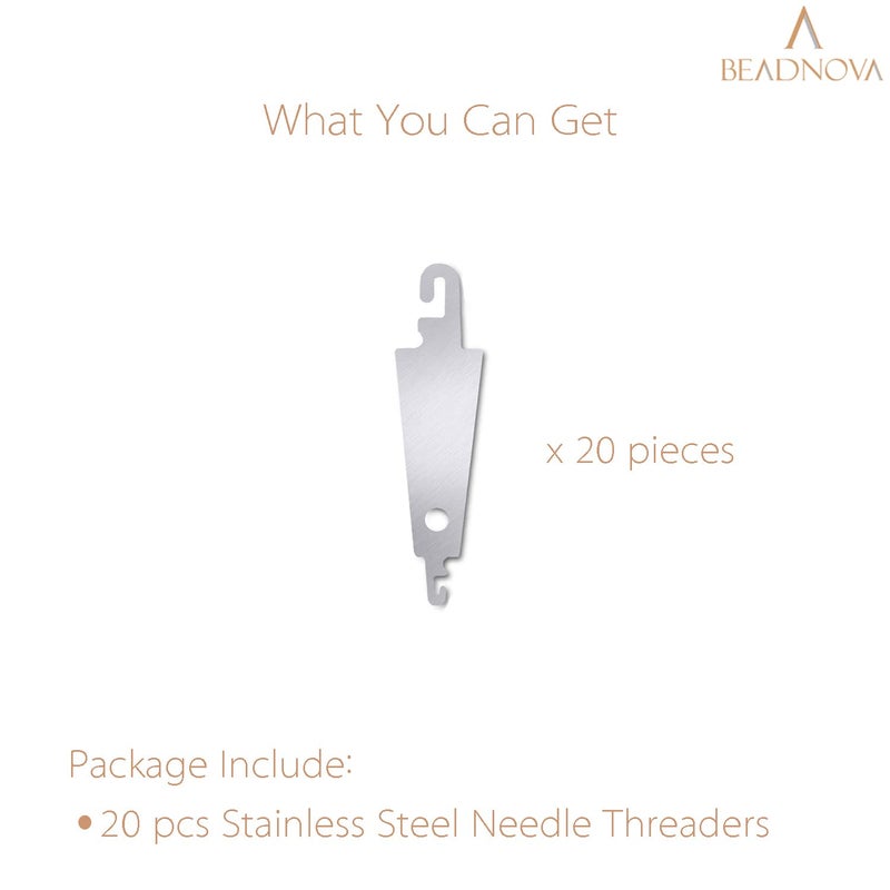 BEADNOVA Needle Threaders 20pcs Stainless Steel Sewing Needle Threader for Hand Sewing Large Eye Cross Stitch Embroidery Craft Knitting Quilting - Image 3