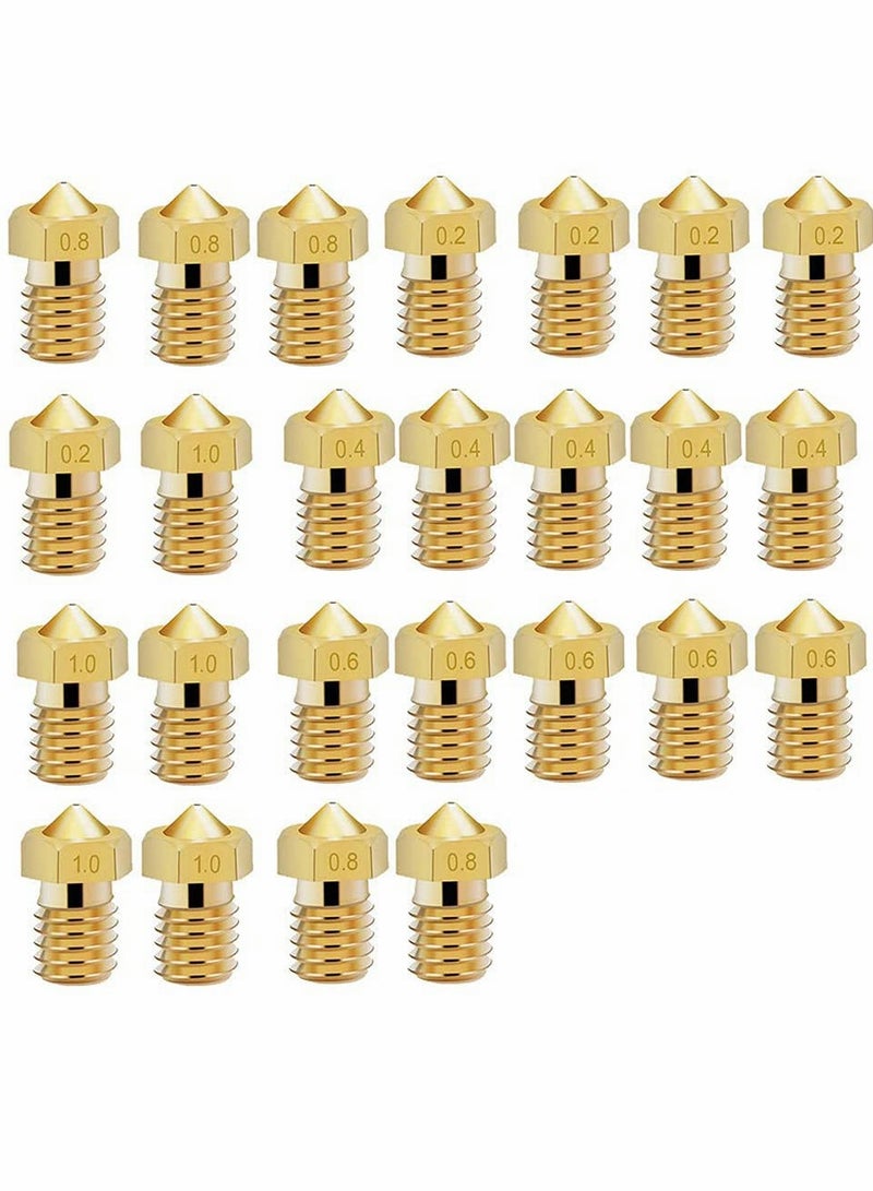 KASTWAVE Printer Nozzle AE 25 PCS 3D, 0.2/0.4/0.6/0.8/1.0 mm Hardened Steel Nozzle for ABS/PLA 3D Printer Makerbot Creality CR-10 (Gold) - Image 1