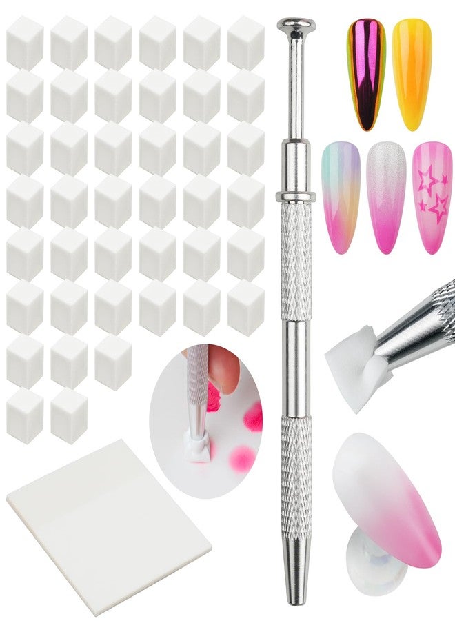EARLMONI 150 PCS Soft Nail Sponges for Ombre with Grabbing Pen 50 Sheets Disposable Palette Paper, EARLMONI Professional Manicure Kit for Patting Gel Chrome Powder Aura Nail Art DIY Nail Tools for Salon & Home - Image 1