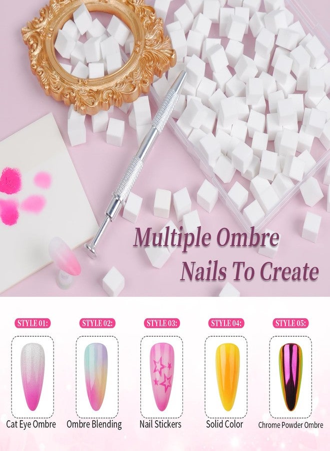 EARLMONI 150 PCS Soft Nail Sponges for Ombre with Grabbing Pen 50 Sheets Disposable Palette Paper, EARLMONI Professional Manicure Kit for Patting Gel Chrome Powder Aura Nail Art DIY Nail Tools for Salon & Home - Image 5