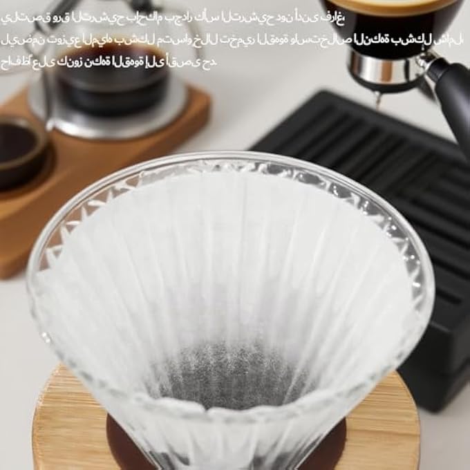 ريحني فلتر القهوة 100 عدد V60، فلتر ورق قهوة غير مبيض، فلاتر قهوة قابلة للتخلص من مرة واحدة، ورق للصب والتنقيط، ماكينة القهوة 24 كوبا، الأبيض الأبيض 24 كوبا - Image 3