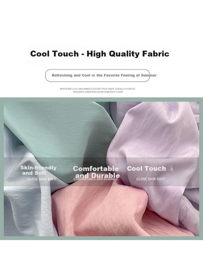 LANG SHA Langsha Women's Summer Ice Silk Thin New High-waisted Wide-leg Shorts Loose Casual Yamamoto Cropped Pants - Image 4