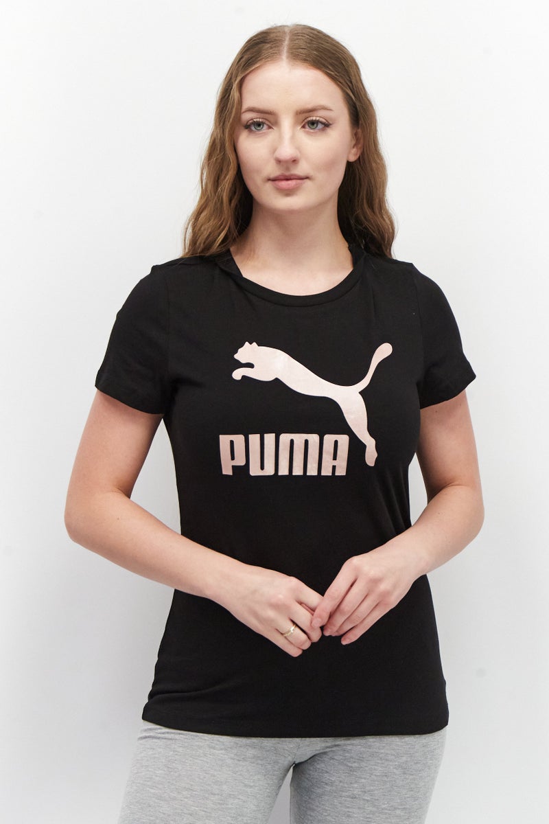 PUMA Women Sportswear Fit Short Sleeve Brand Logo Training T-Shirt, Black - Image 1