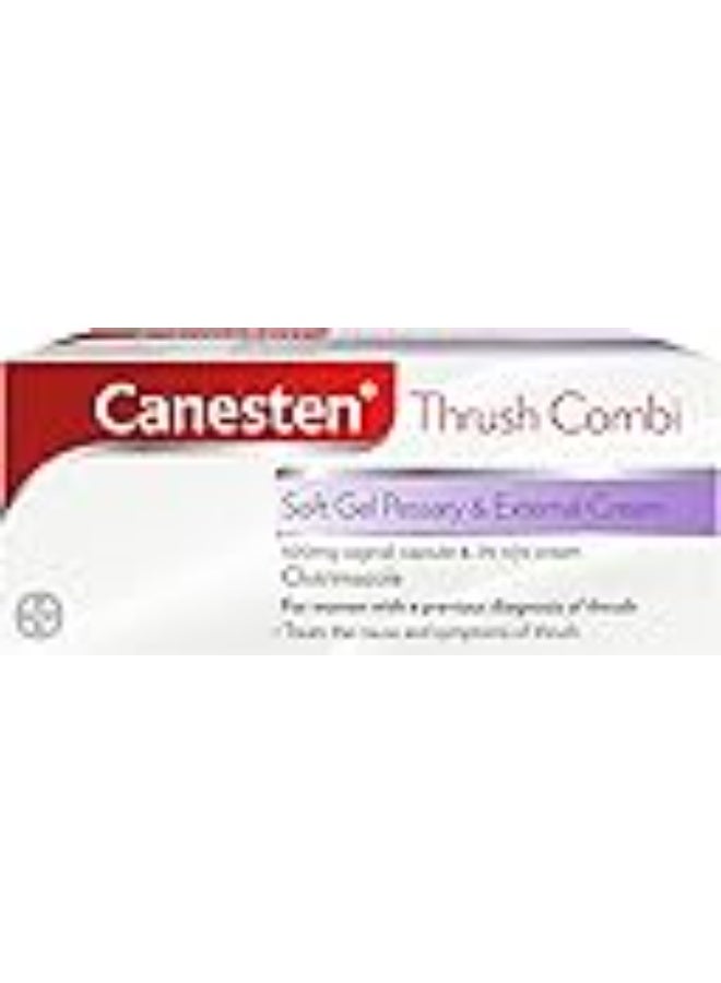Canesten Thrush Combi Soft Gel Pessary & External Cream | Clotrimazole | Thrush Treatment | Complete Two-Step Thrush Treatment - Image 1
