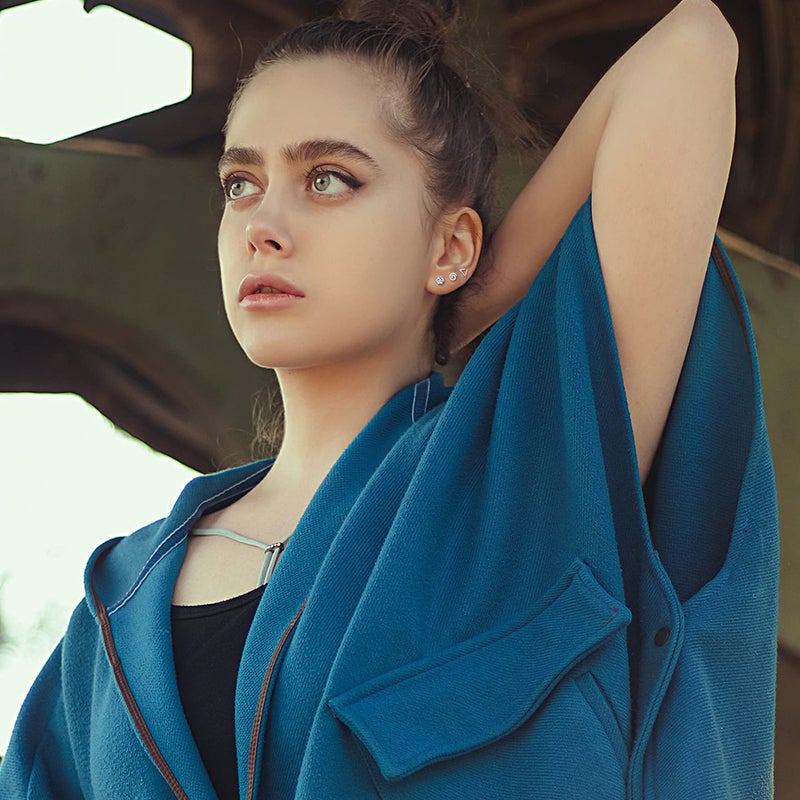 MJust 18 Pairs Stainless Steel Earrings Set for Women & Menâ€“ Star, Moon, Heart & Geometric Designs, 20G Flatback & Barbell for Cartilage (Silvery) - Image 5