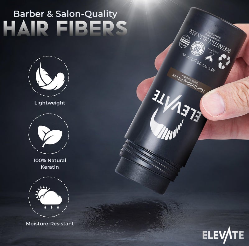ELEVATE Hair Fibers to Instantly Thicken & Completely Conceal Thinning Balding Areas Loss in 30 Seconds for Men & Women (DARK BROWN) 28g Size - 100% Natural & Undetectable Keratin Fibers - Image 3