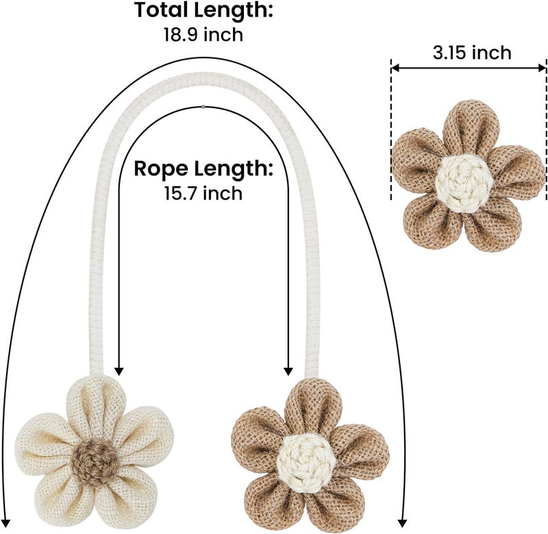 KLOGTSIND Flower Curtain Tiebacks, 2 Pack Boho Curtain Ties Elegant DIY Curtain Holdbacks, Decorative Window Drape Twist Tie Backs for Bedroom Decor, Nursery Decor, Farmhouse Decor - Image 5