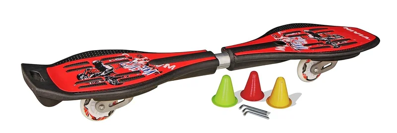 نيفيا Nivia Unisex Snake/Wave Board with Roller Derby Wheels - 31 x 8 Inch, Red