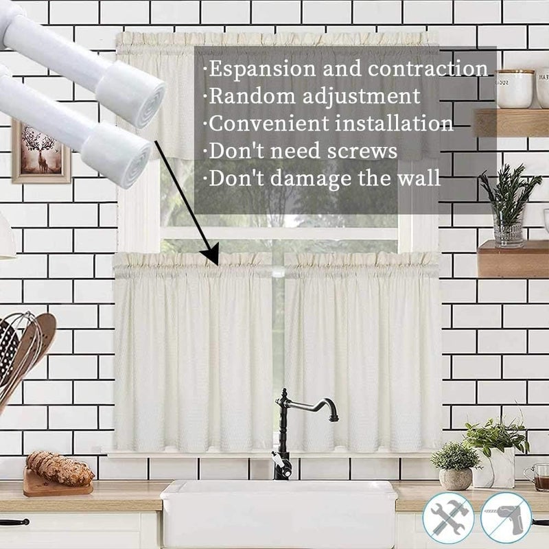 Blu-Pier Tech 2 Pack Spring Tension Curtain Rod Adjustable 28-43 Inches，5/8" Diameter, White - Image 3