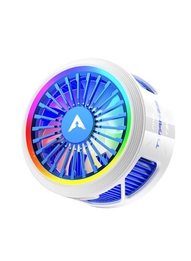 PIVA Titan T30 42W Magnetic Cooling Fan for Phones, Tablets, and iPads with RGB Ring Lighting, Intelligent Temperature Control (NTC), and TEC Gaming Cooling System - White - Image 1