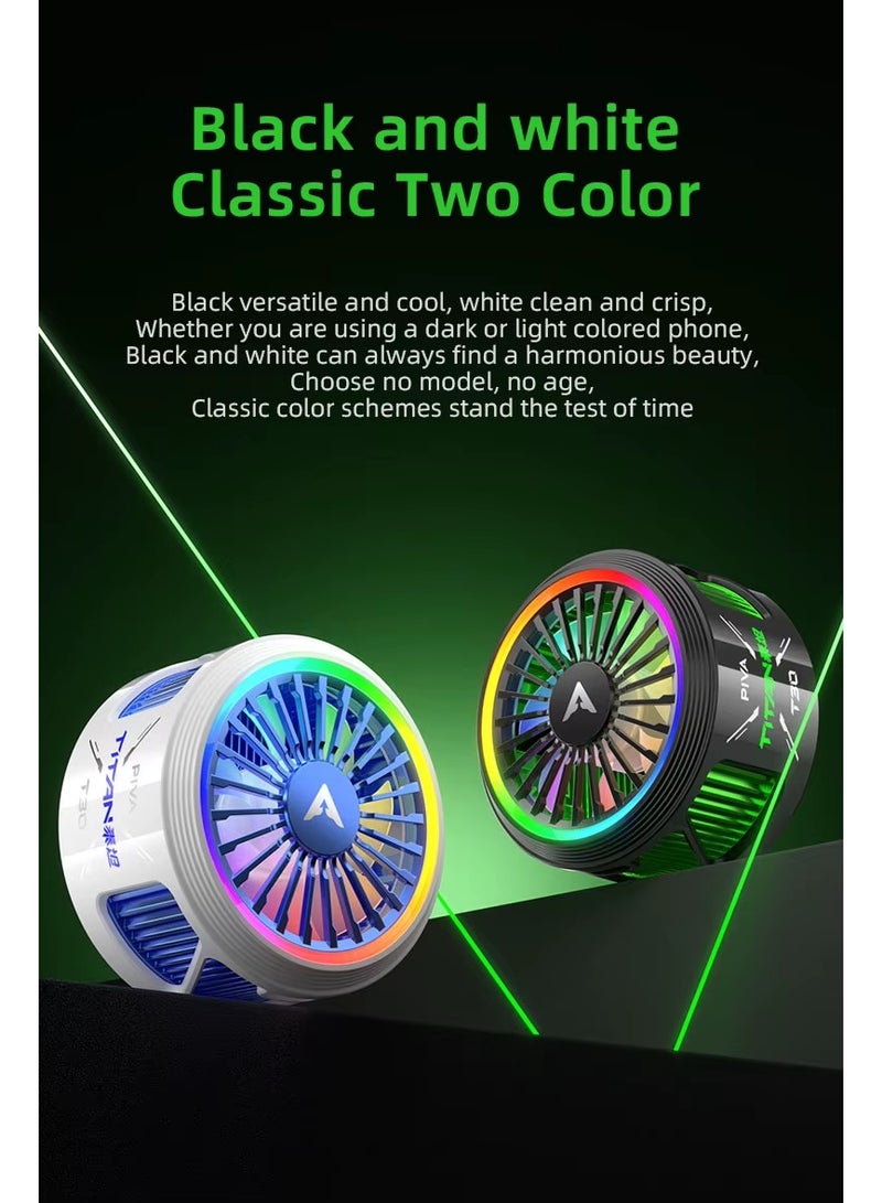 PIVA Titan T30 42W Magnetic Cooling Fan for Phones, Tablets, and iPads with RGB Ring Lighting, Intelligent Temperature Control (NTC), and TEC Gaming Cooling System - White - Image 4