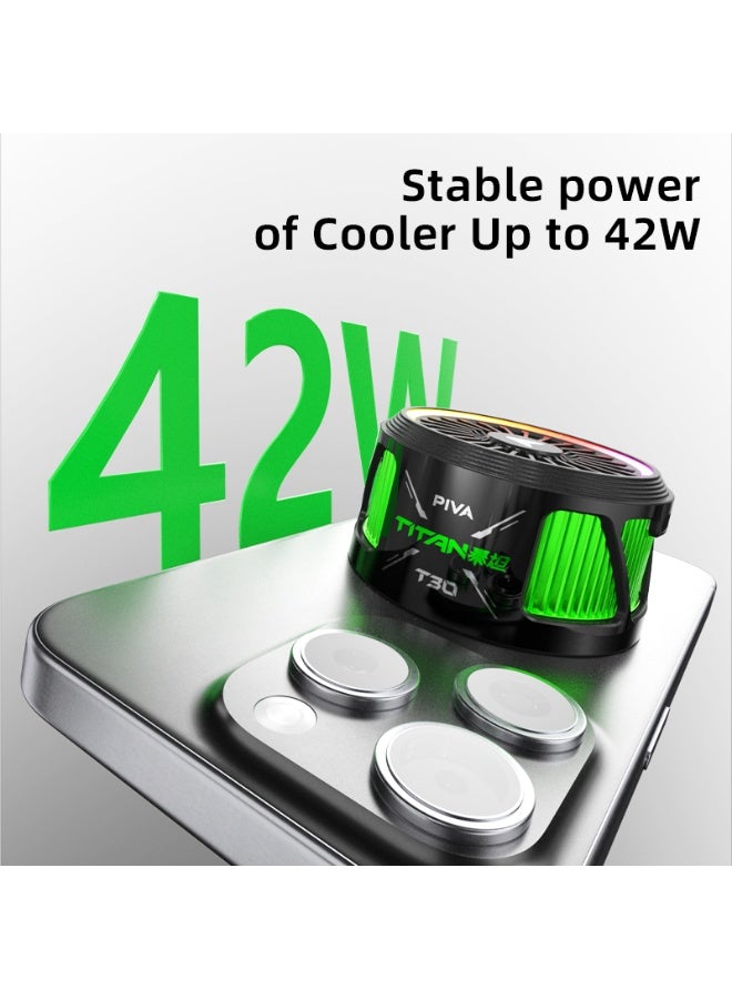 PIVA Titan T30 42W Magnetic Cooling Fan for Phones, Tablets, and iPads with RGB Ring Lighting, Intelligent Temperature Control (NTC), and TEC Gaming Cooling System - White - Image 5