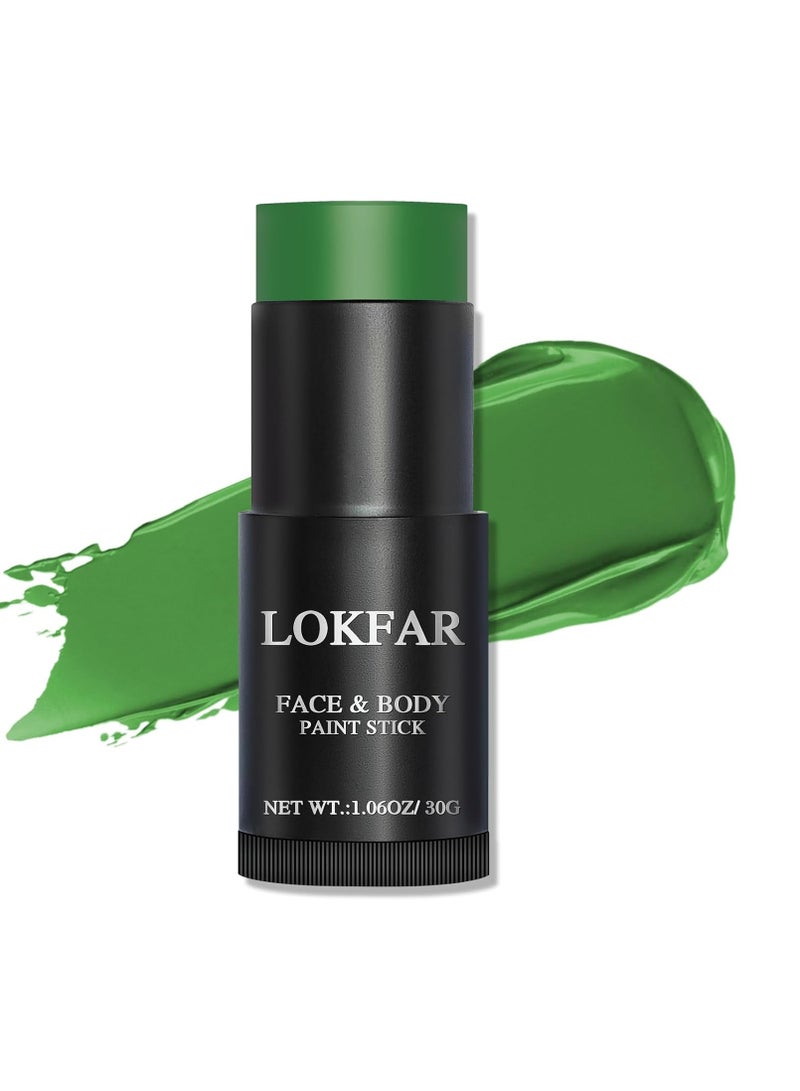 LOKFAR Green Face Paint Stick, Green Body Paint Halloween Face-Paint, Football Baseball Green Eye Black Stick, Full-Coverage Green Face Makeup for Halloween Witch Alien Frankenstein Cosplay Makeup  - Image 1