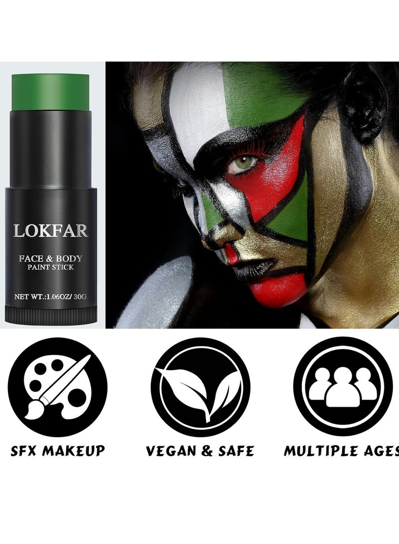 LOKFAR Green Face Paint Stick, Green Body Paint Halloween Face-Paint, Football Baseball Green Eye Black Stick, Full-Coverage Green Face Makeup for Halloween Witch Alien Frankenstein Cosplay Makeup  - Image 4