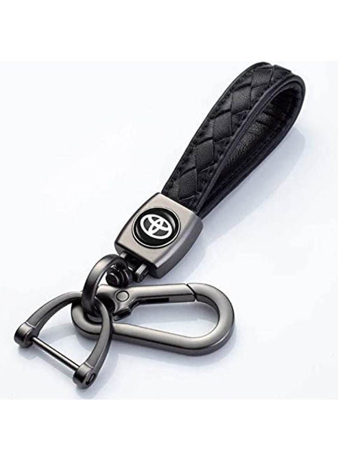 Genuine Leather Car Logo Keychain For Toyota Car - Image 1