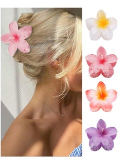 Hihonor Flower Hair Claw Clips-4PCS for Thick Hair,Strong Hold Nonslip,Hawaiian,Cute Large Hair Clips,Banana Clip for Thin Hair,Hair Accessories for Women Girls Holiday Gifts (4pcs large colorful)  - Image 1