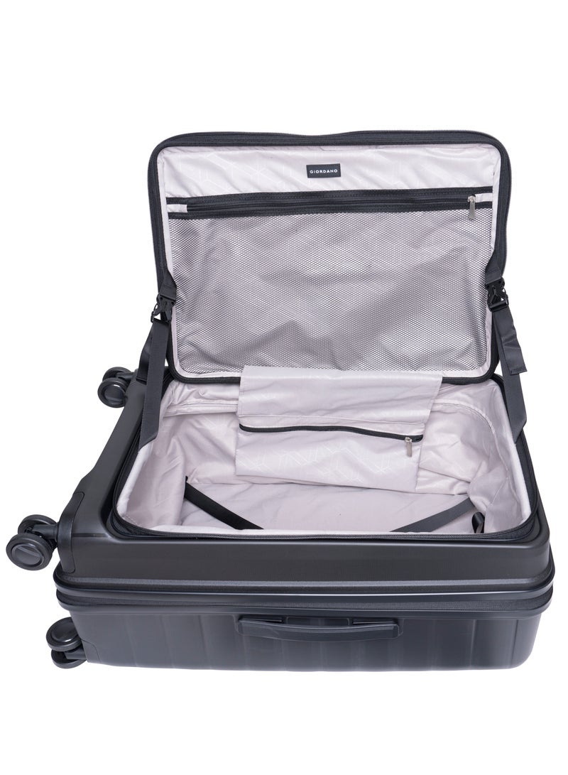 GIORDANO Giordano Titanium 28-Inch Check-In Luggage – Large Hard Shell Trolley Suitcase with Extra Secure Lock, Expandable Luggage Design, 360° Double Spinner Wheels, Lightweight Unbreakable Travel Bag – Black  - Image 4