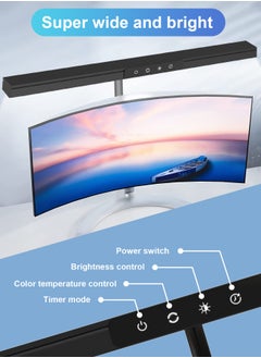 LOOPITYS Desk Lamp LED Dimmable 12W 40CM Desk Lamp Clampable Eye Protection Table Lamp Monitor Office Desk Lamp Gooseneck Clamp Light 3 Colour Temperature 5 Brightness Levels Architect Lamp  - Image 4