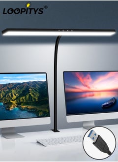 LOOPITYS Desk Lamp LED Dimmable 12W 40CM Desk Lamp Clampable Eye Protection Table Lamp Monitor Office Desk Lamp Gooseneck Clamp Light 3 Colour Temperature 5 Brightness Levels Architect Lamp  - Image 1